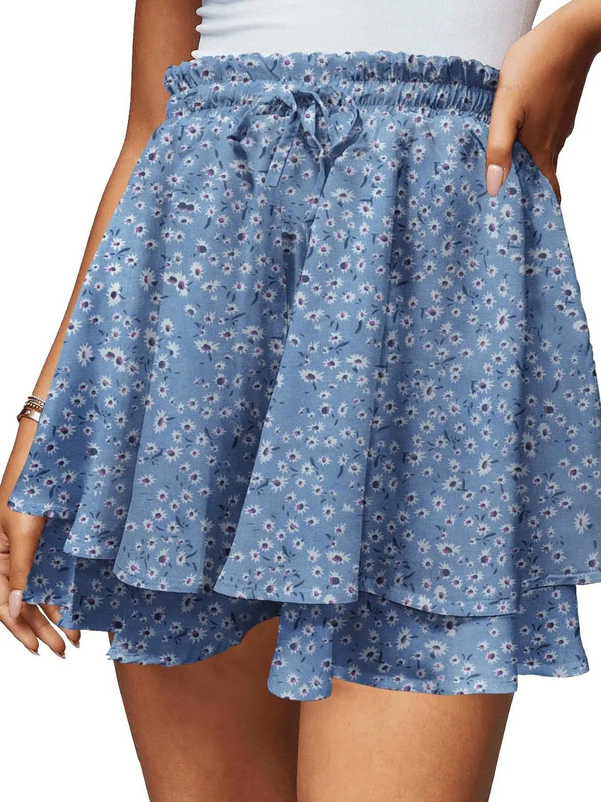 Boho Floral Mini Skirt with Ruffle Hem