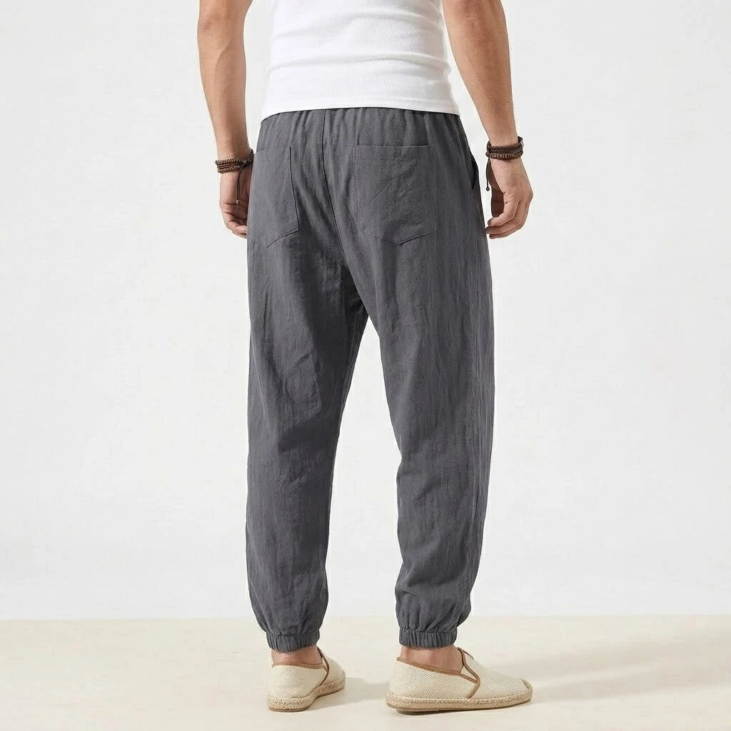 Men's Joggers Streetwear Casual Harem Pants Sport Large Sweatpants Korean Breathable Cotton Trousers Elastic Waist Long Pants