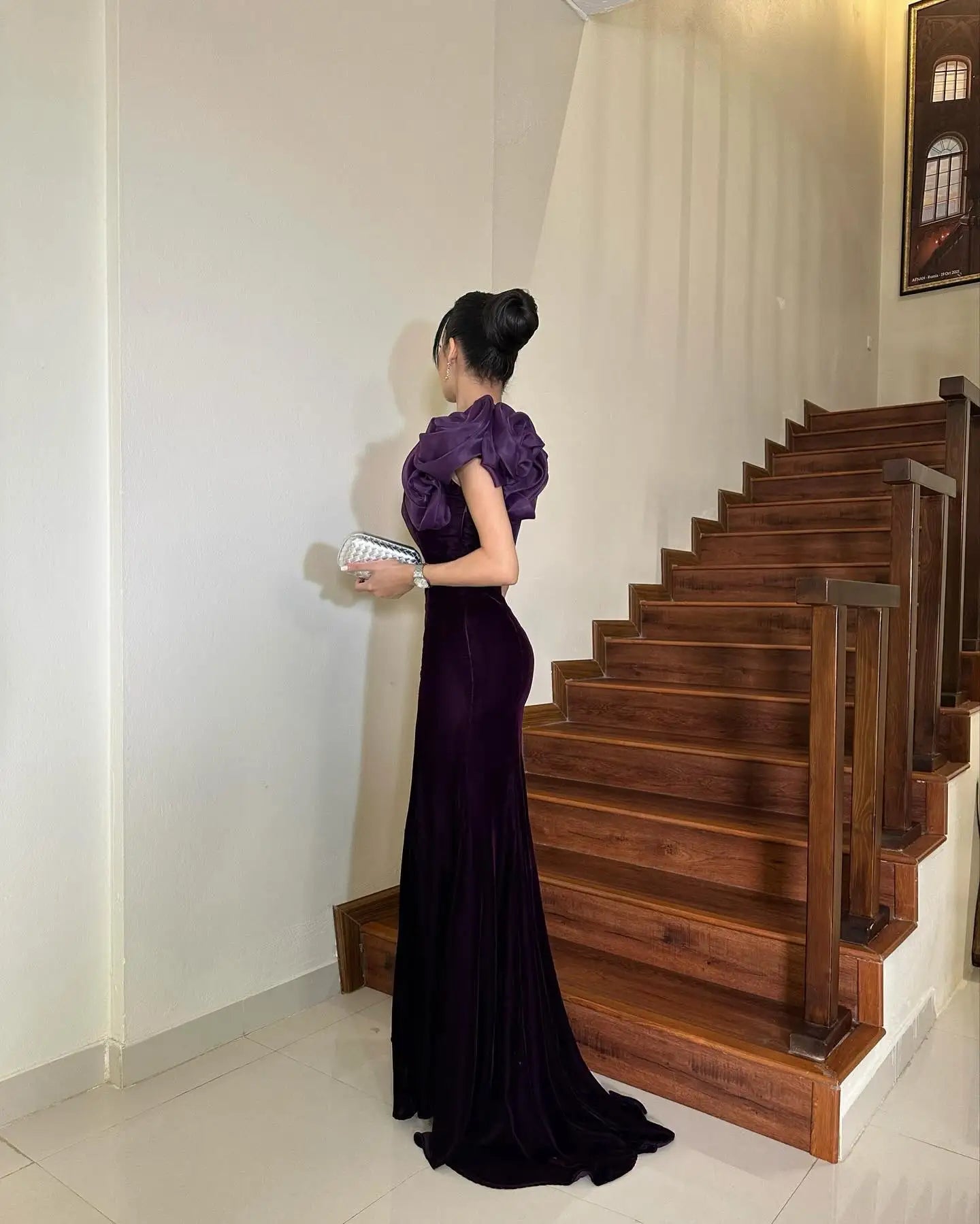 One Shoulder Draped Mermaid Evening Gown