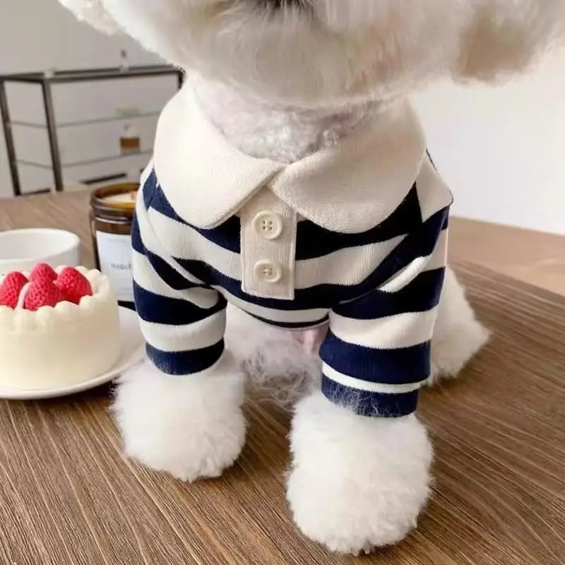 Striped Pet Shirt Soft Pullover Outfit Suitable For Puppy Dogs Cats Schnauzers Pomeranians Daily Casual Pet Apparel