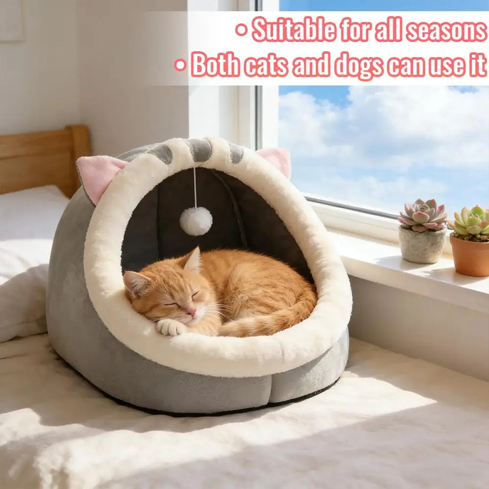 Pet Tent Cave Bed for Cats Small Dogs Self-Warming Cat Tent Bed Cat Hut Comfortable Pet Sleeping Bed Foldable Removable Washable