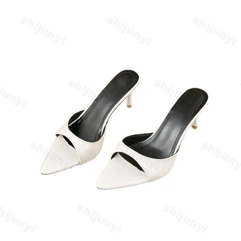 Women's High Heels Summer Slippers Women Sandals Fashion Classic Pointy Open Toe Stiletto Heels Sexy 2026 High-heeled Slippers