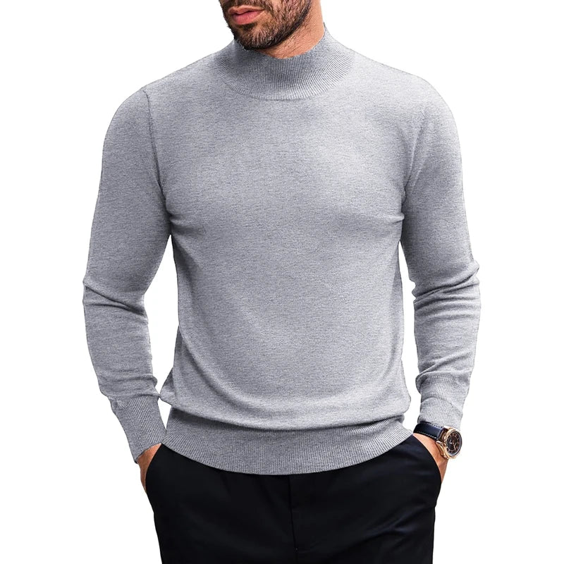 Stretch Mock Neck Knit Sweater