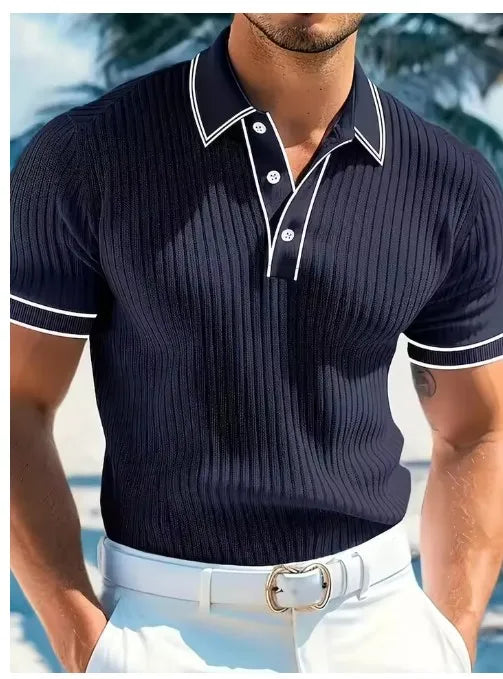 Men's Summer New Short-sleeved Lapel Casual Business Dress POLO Breathable Beach Sports Top