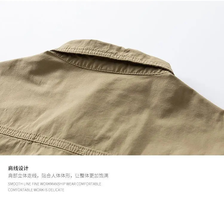 Workwear shirt for men summer loose and casual short-sleeved men American retro lapel coat trendy brand outdoor wear