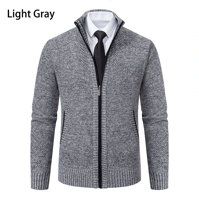 Stand Collar Fleece Zip Cardigan