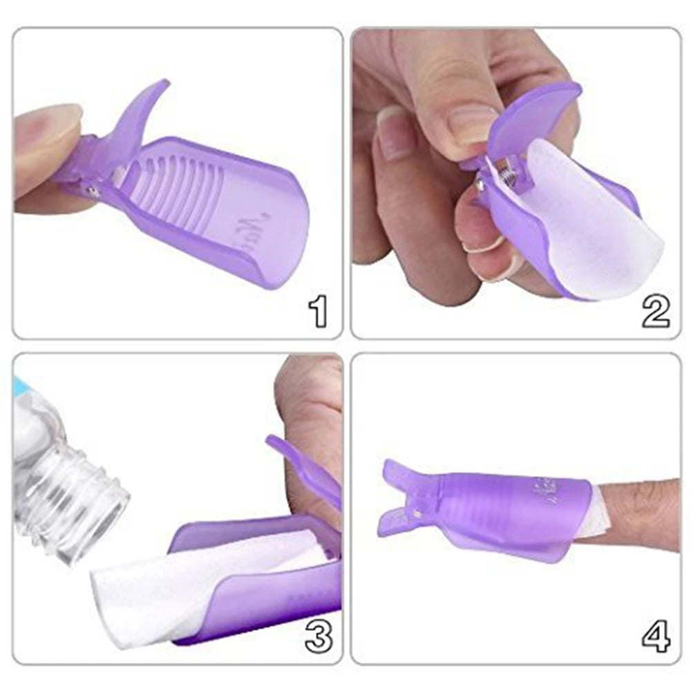 LULAA 10Pcs/16Pcs Plastic Nail Art Soak Off Cap Clip UV Gel Polish Remover Wrap Tool for Fingernail Removal Soak Off Clips