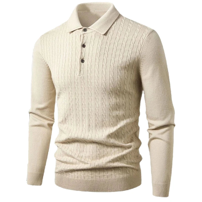 Ribbed Polo Knit Pullover