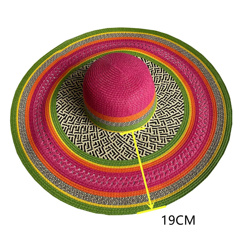 60cm Oversized Foldable Straw Sun Hat