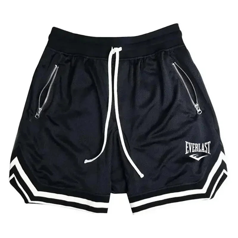 2026 EVERLAST Fitness Sports Basketball Shorts Men's Summer Casual Loose Breathable Mesh Shorts Fashion Hip Hop Sweatpants