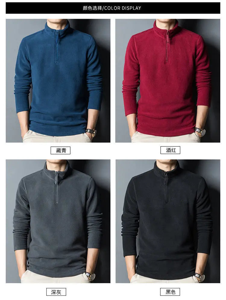 Men’s Double-Sided Fleece Stand-Collar Long-Sleeve Top