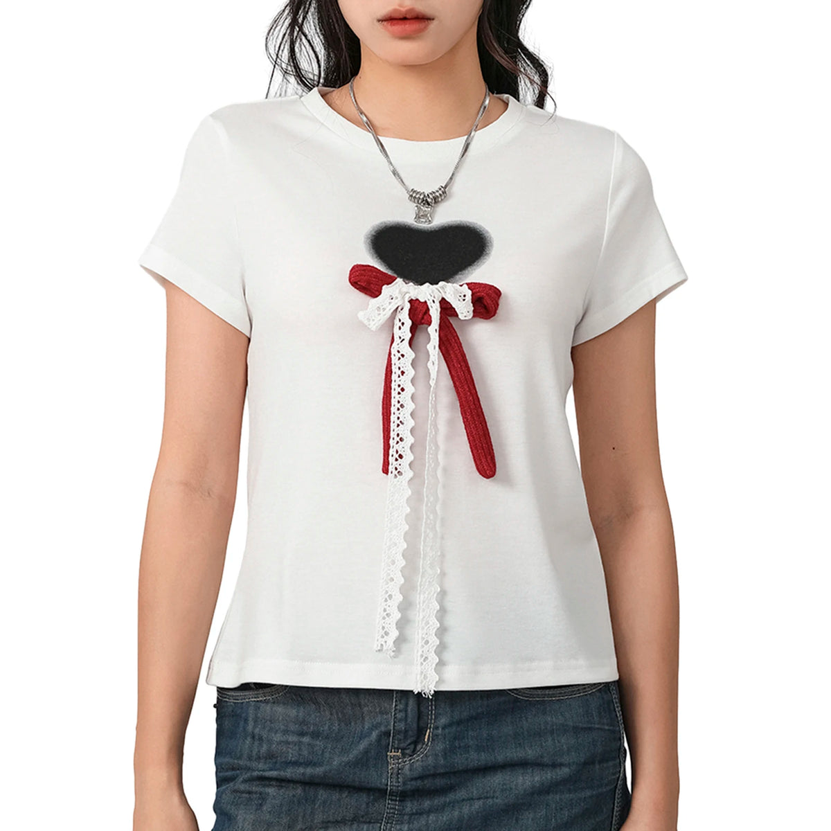 Heart Bow Lace Tee