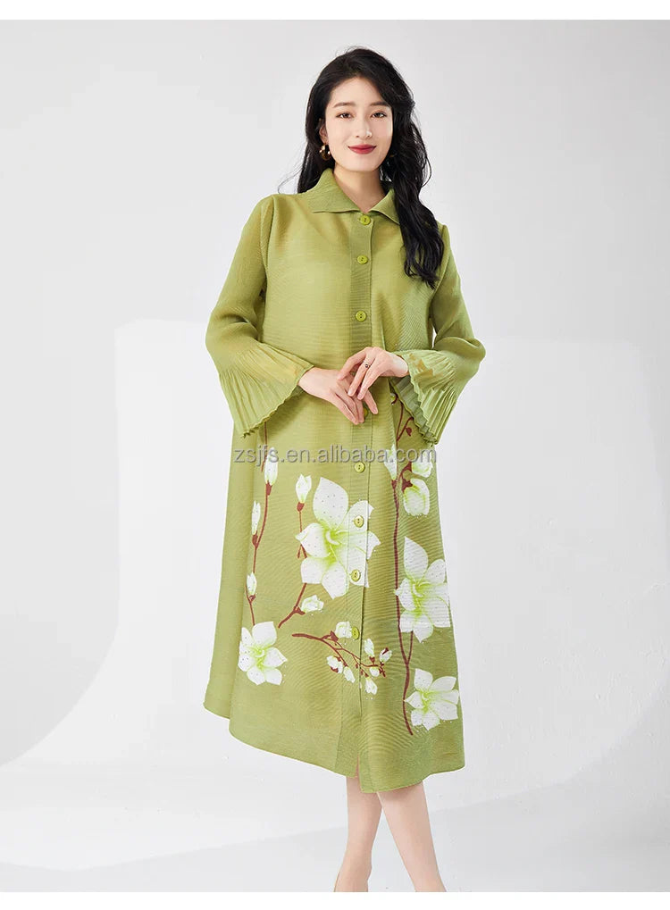 Elegant Pleated Loose Maxi Dress