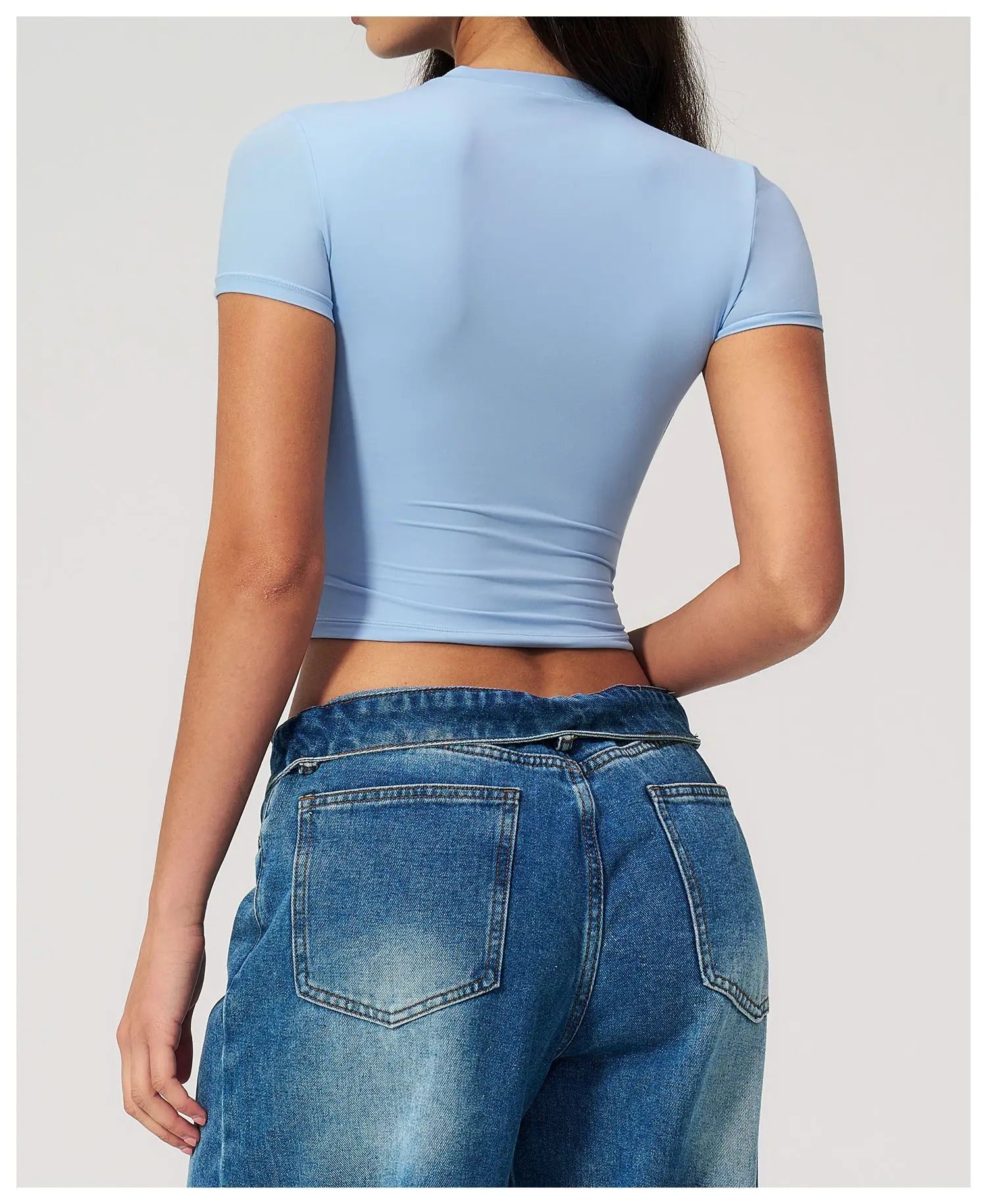 Yoga Shirts Women Sexy Exposing The Navel Short Sleeve Workout Crop Top Gym Top Fitness Running Workout Sport T-shirts Yoga Wear