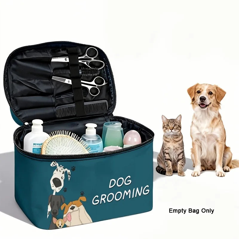 Zipper Pet Grooming Storage Bag, Portable Waterproof Dog Cat Accessory Box for Home Travel, Multifunctional Organizer for Pet Gr