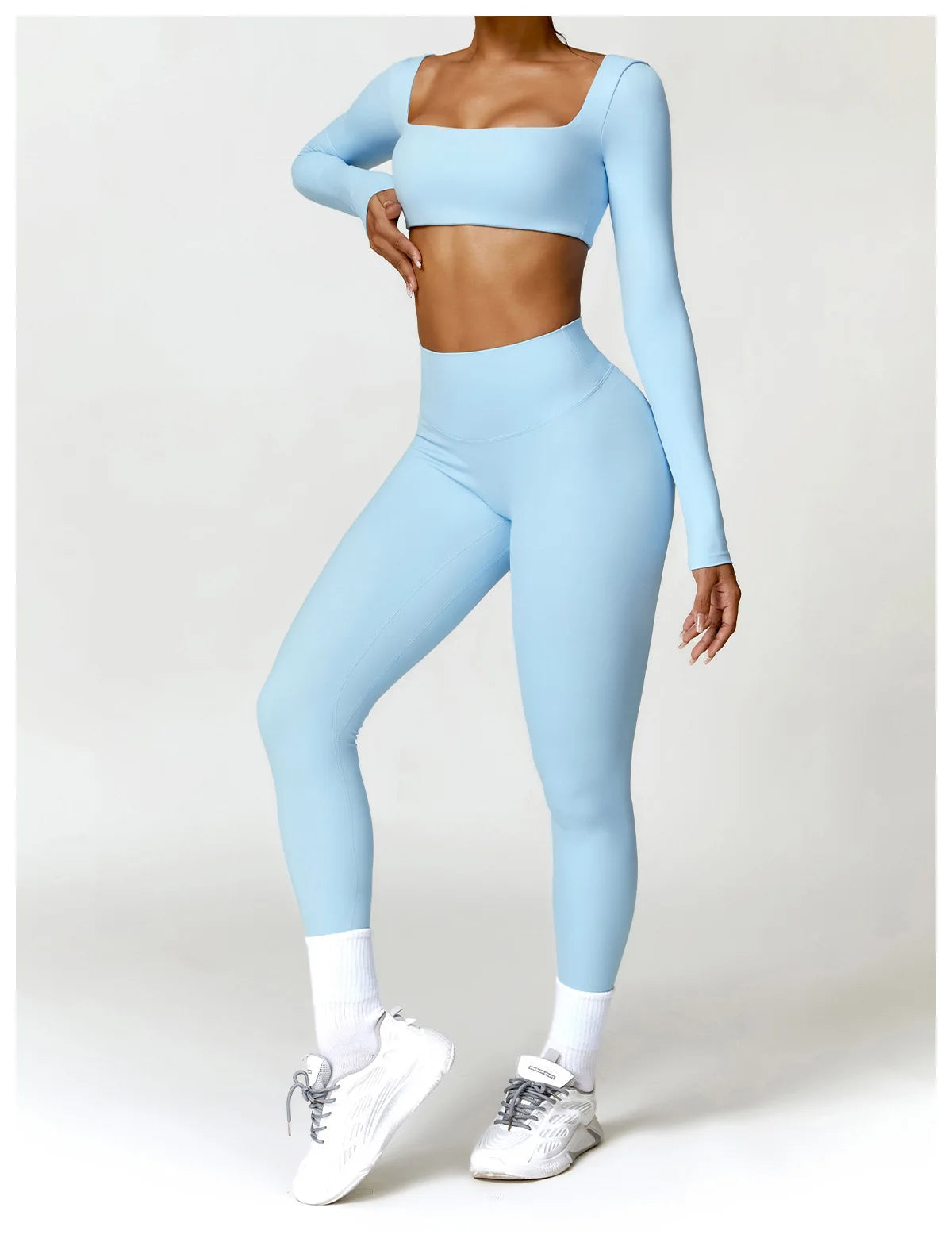 Summer 2PCS Yoga Suit Sports Set Women Quick-Dry Gym Set Women Tracksuit Running Workout Long Sleeve Sports Shirt Yoga Clothing