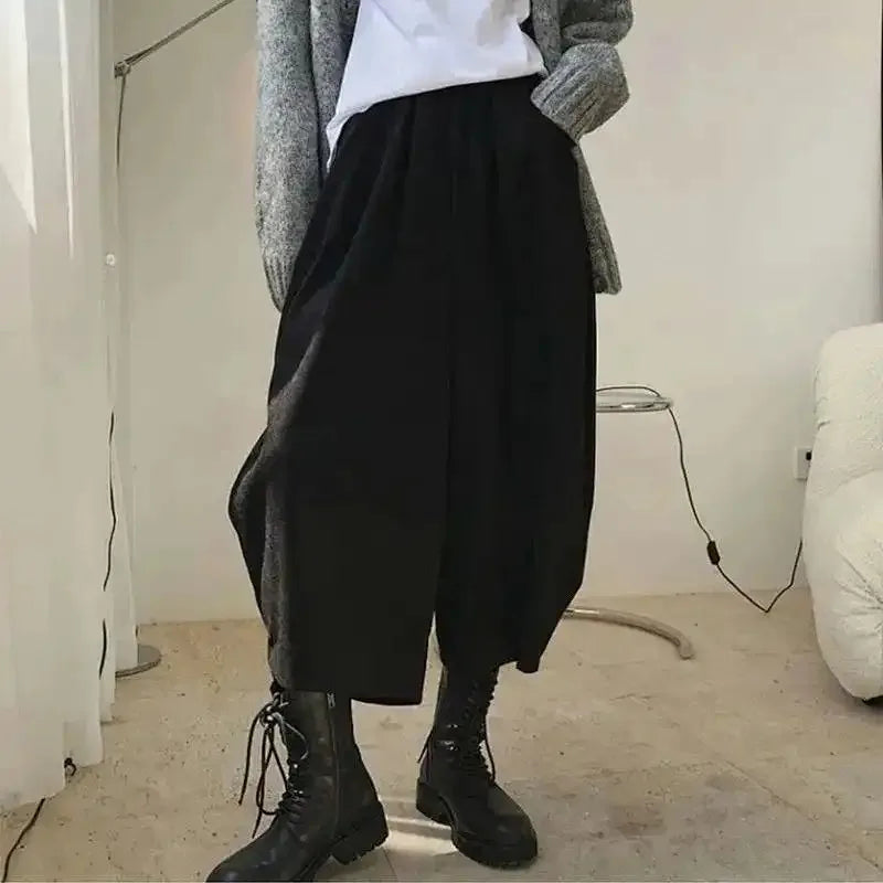 Women's Wide-Leg Pants Oversized Casual Harem Trousers with Pockets