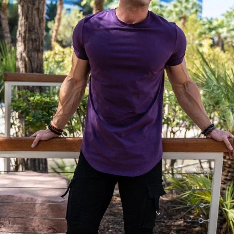 Muscle Fitness T-shirt Summer Men's T-shirts Workout short sleeve Tees Running cotton t-shirts Men Gym Sport Training Tops
