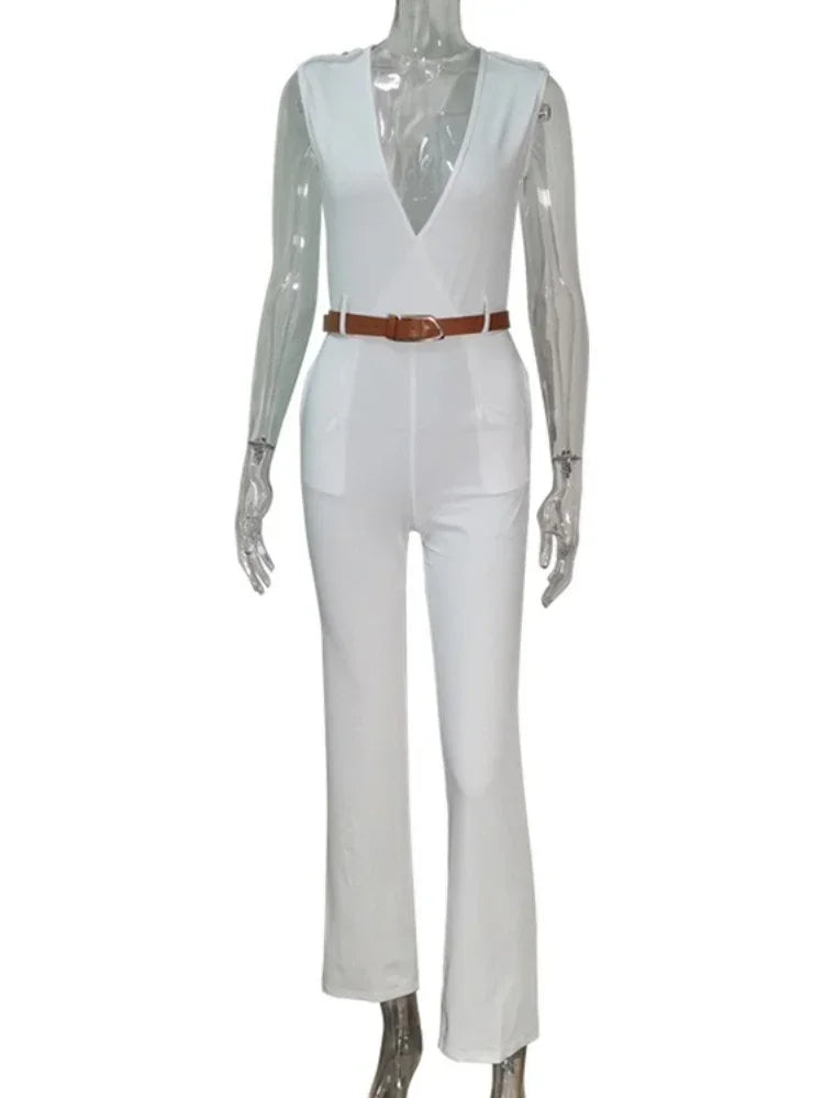 Elegant Deep V Wrap Jumpsuit