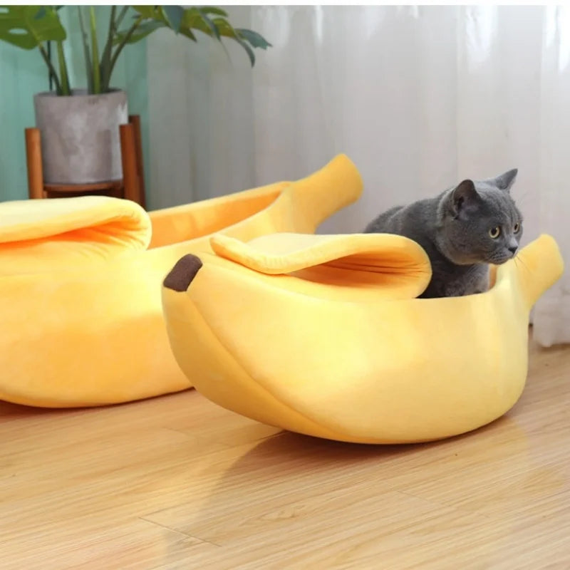 Banana Cat Bed House Funny Cute Cozy Cat Mat Beds Warm Durable Portable Pet Basket Kennel Dog Cushion Cat Pet Supplies ﻿