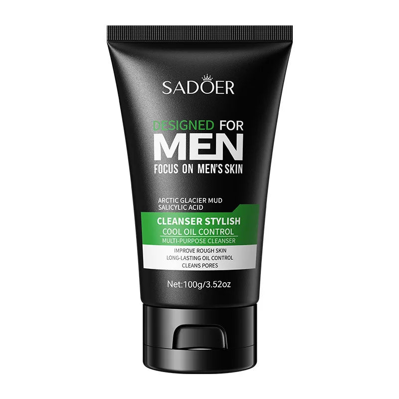 Men Glacier Mud Salicylic Acid Cleanser Long Oil Control Deep Purify Pores Wash Daily Grime Soft Coarse Skin Facial Cleanser