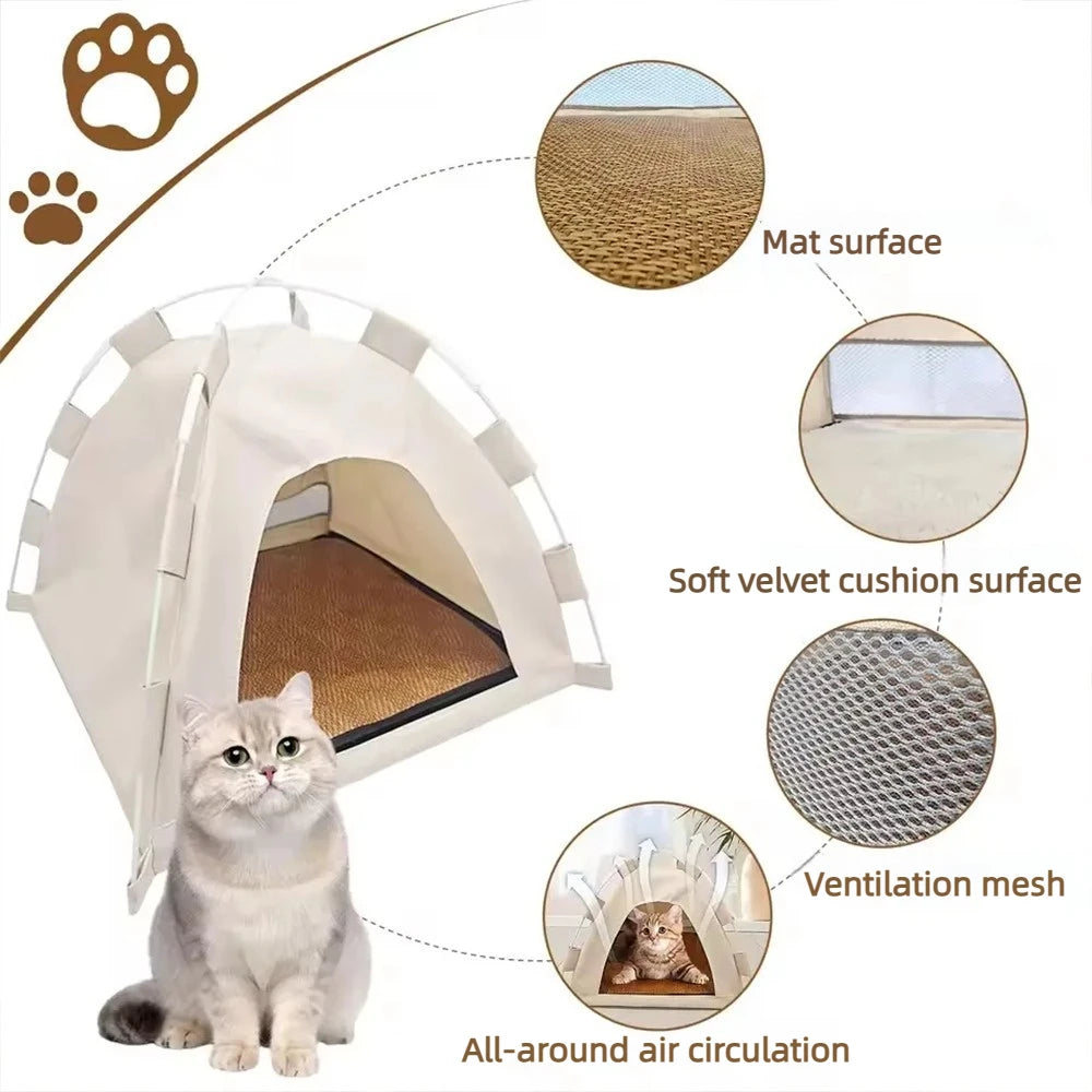 Pet Tent Bed Cats House Supplies Products Accessories Warm Cushions Furniture Sofa Basket Beds Winter Clamshell Kitten Tents Cat