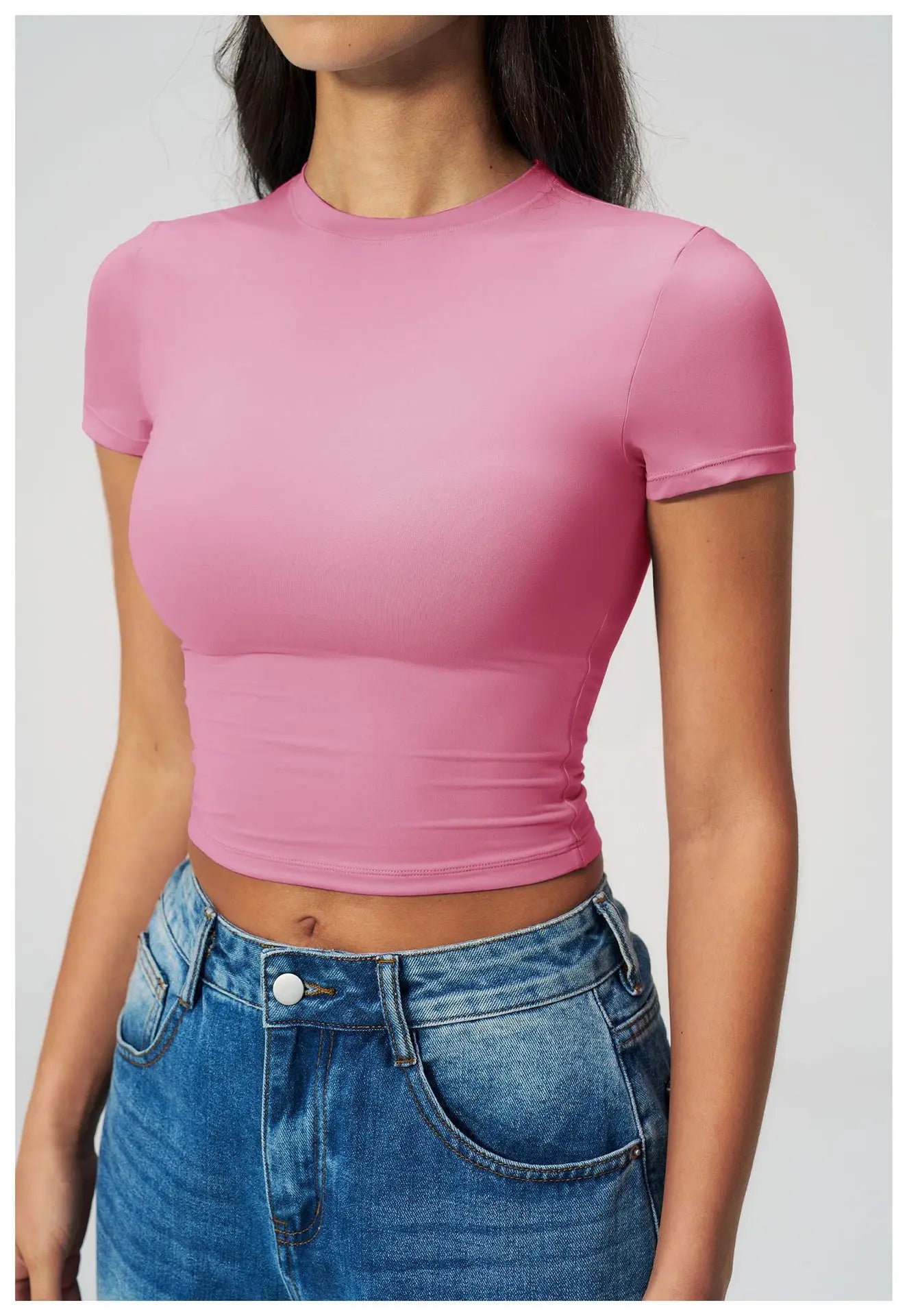 Yoga Shirts Women Sexy Exposing The Navel Short Sleeve Workout Crop Top Gym Top Fitness Running Workout Sport T-shirts Yoga Wear