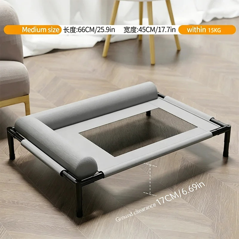Pet Furniture Mesh Elevated Dog Beds Breathable Removable Raised Dog Bed With Soft Pillow Outdoor Dog Cat Bed Patio Sunbathing