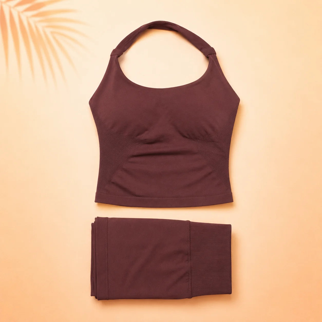 Women Seamless Yoga Set Halter Sports Bra Scrunch Butt Shorts 2 Piece Gym Workout Fitness Activewear High Waist Athletic Outfit