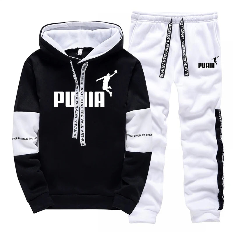 Printed Casual Tracksuit Hoodie Set
