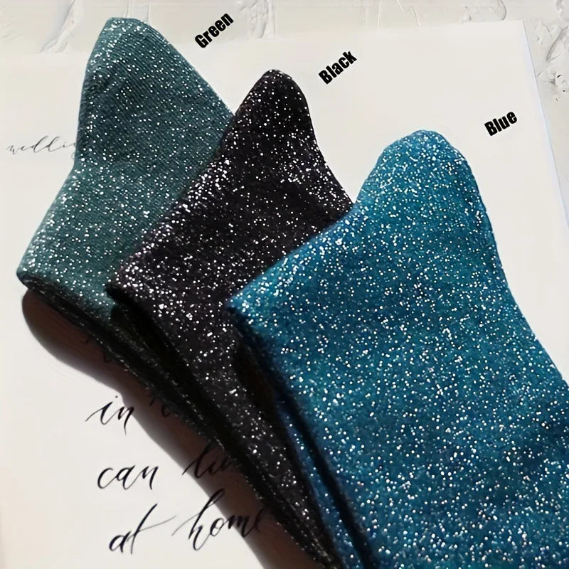 Metallic Knit Mid Calf Socks