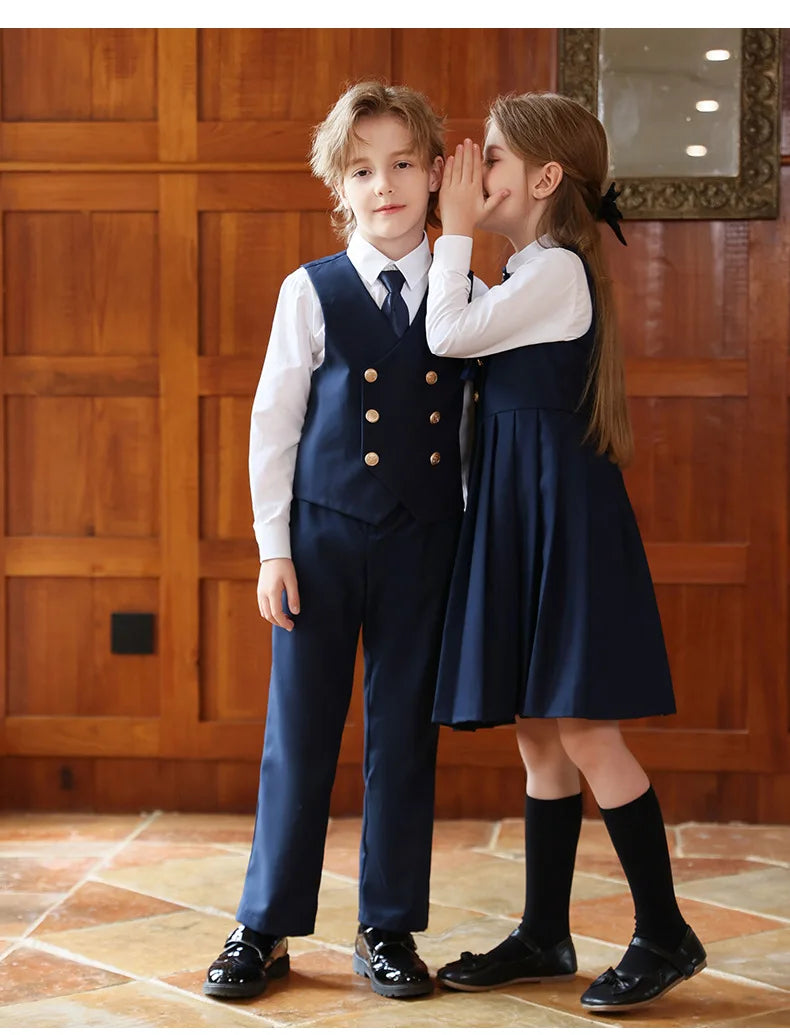 British Style Kids Vest Suit