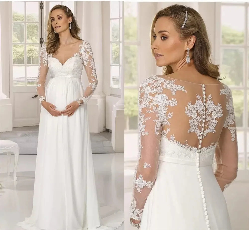 Maternity Boho Lace Wedding Gown