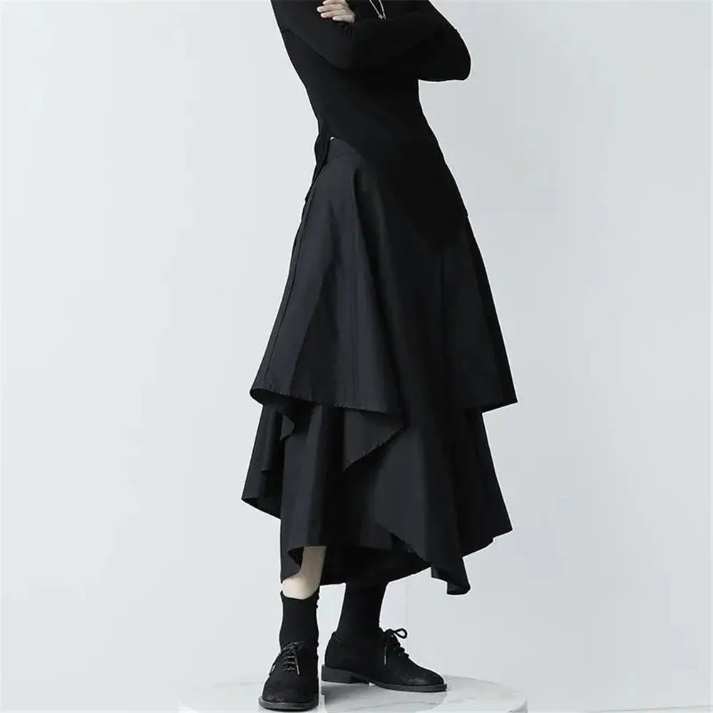 Skirts Pants Women Autumn Solid Asymmetric Trendy Design Simple High Waist Korean Elegant Leisure All-Match Streetwear Chic Ins