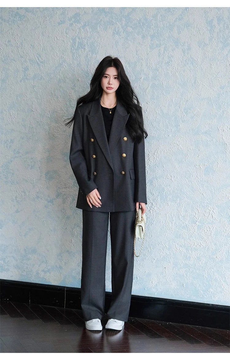 Elegant Peaked Lapel Suit Set