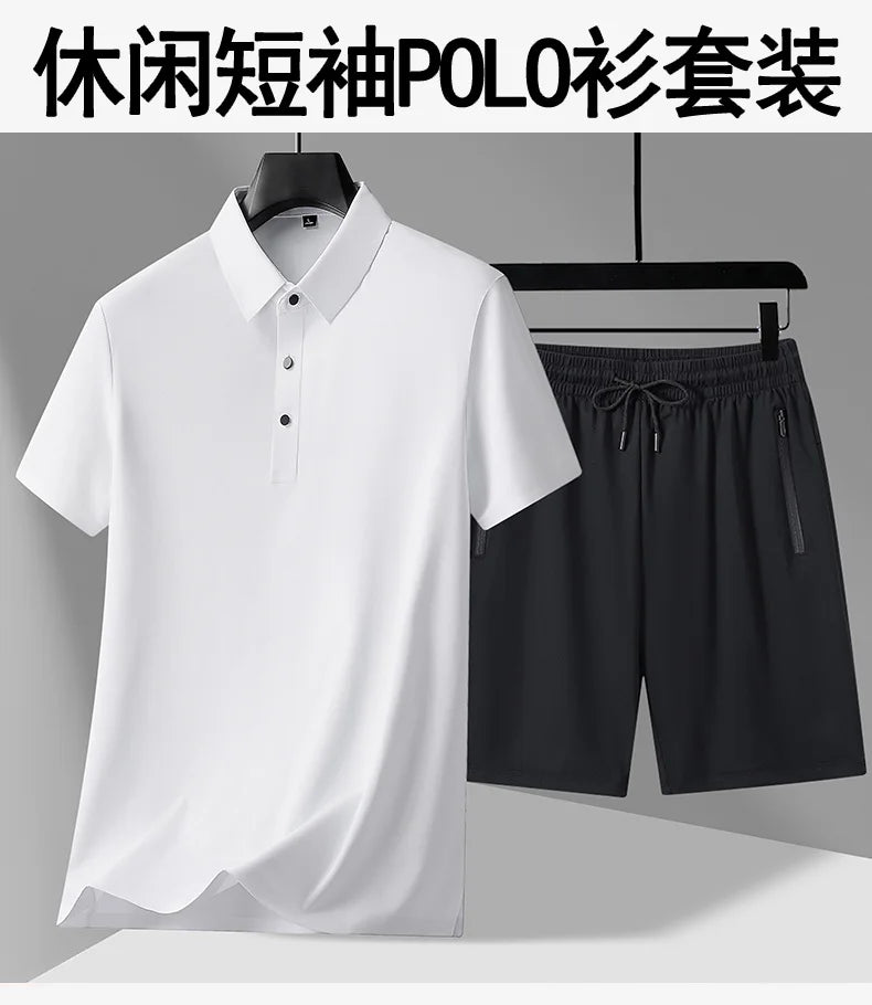 polo Shirts + shorts 2024 summer new style fashion Sportswear Men's Casual Sets Male Fashion shirts and shorts full size M-4XL