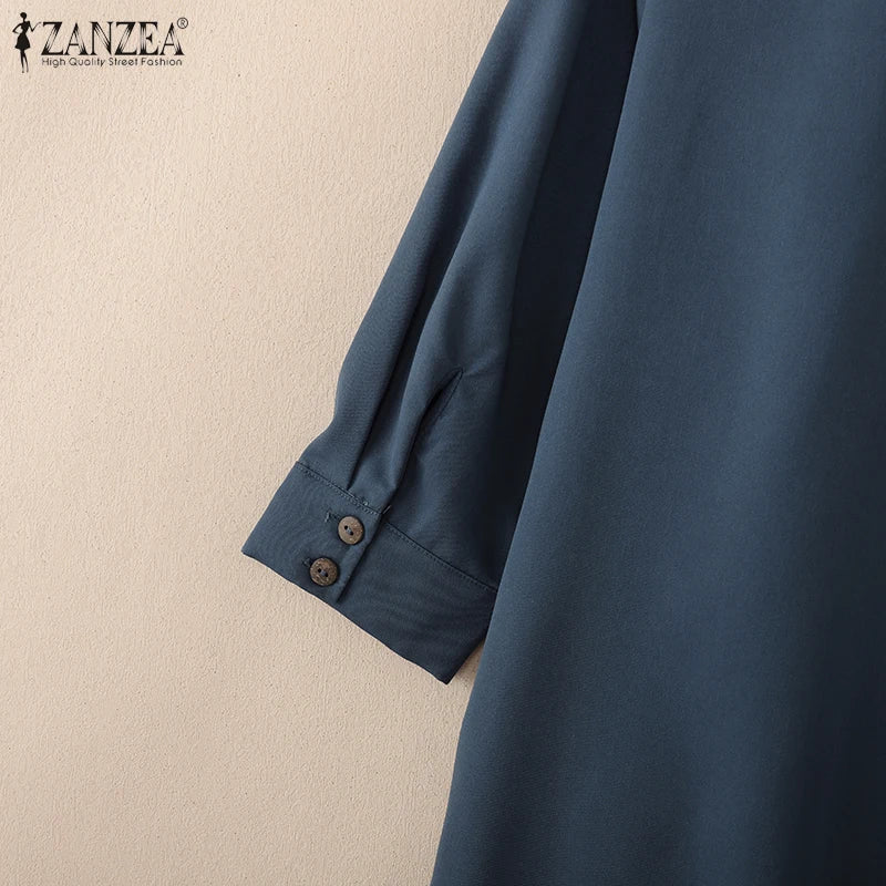 Elegant Lapel Solid Midi Dress