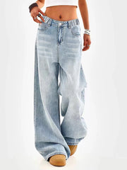 Retro Washed Wide Leg Jeans