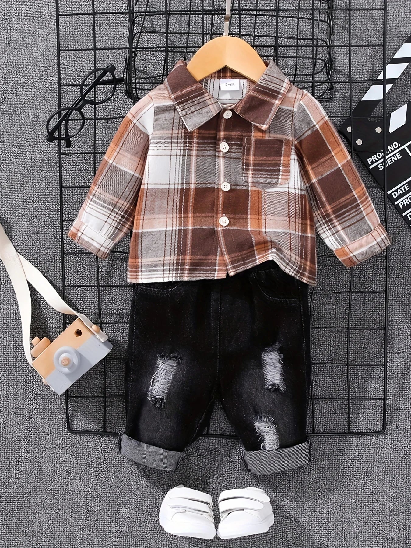 Tartan Polo Denim Outfit Set