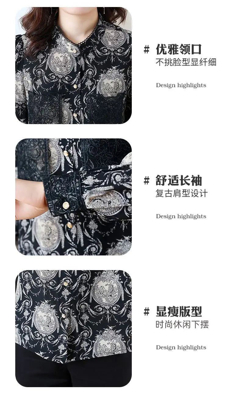 Printed Satin Commuter Shirt Women