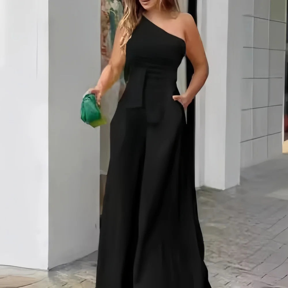 Irregular Off Shoulder Wide Jumpsuit