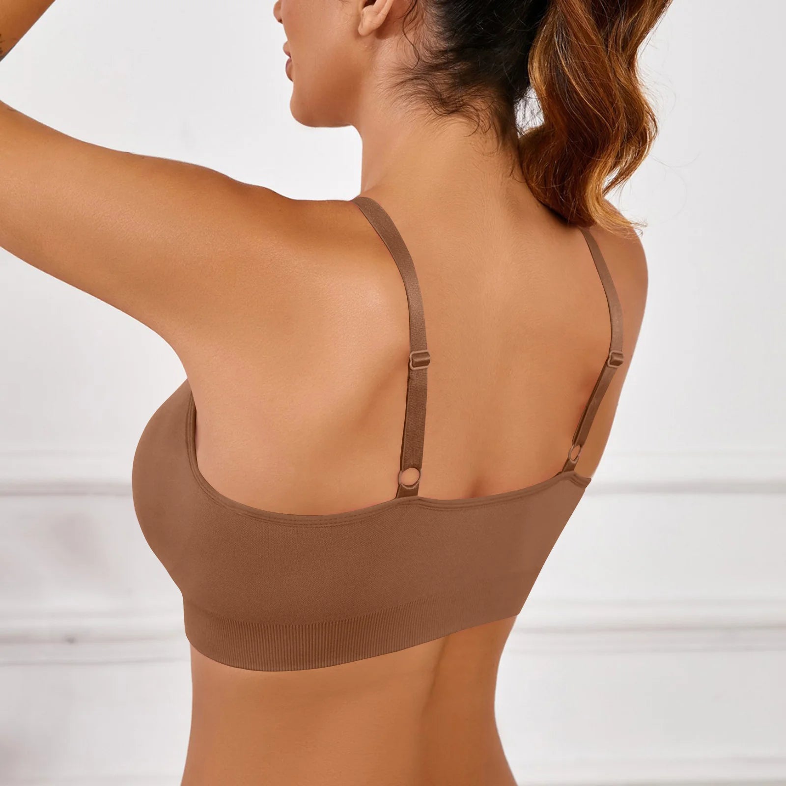 Sports Bras For Women Wireless Soft Workout Bra Full Coverage Push Up Bralettes Seamless Crop Cami Bra For Yoga