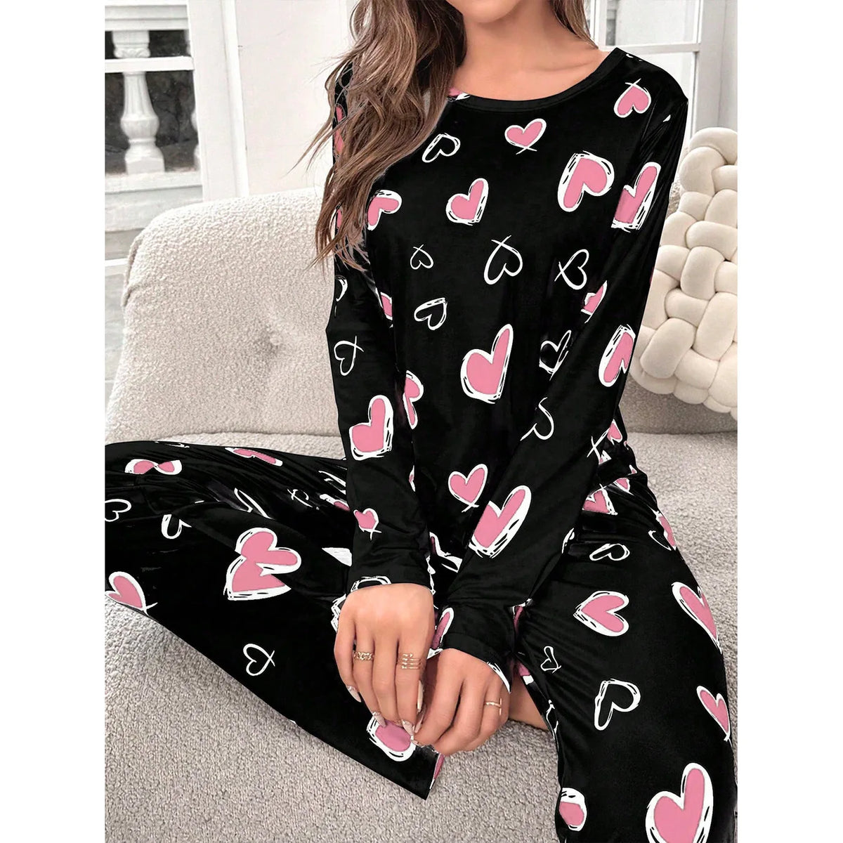 Printed Long Sleeve Pajama Set