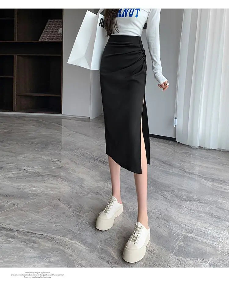 Sleek Pleated High Waist Skirt