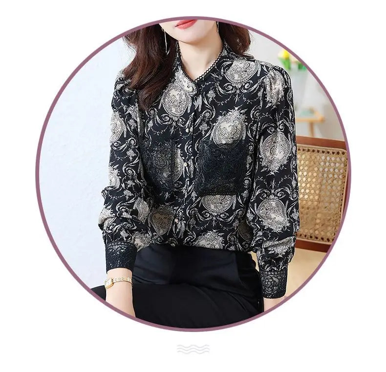 Printed Satin Commuter Shirt Women