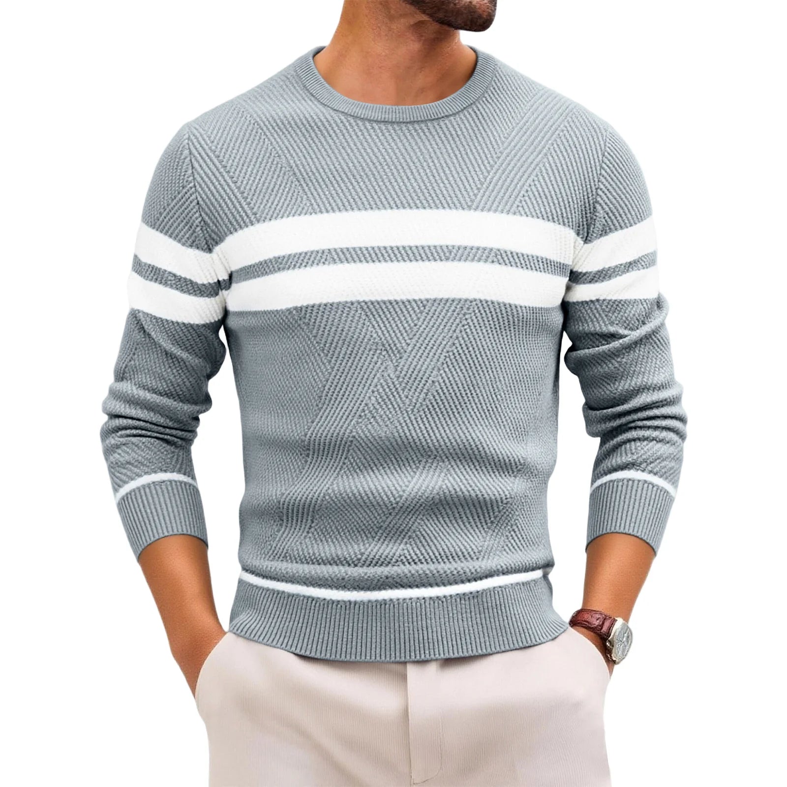 Slim Striped Knit Pullover