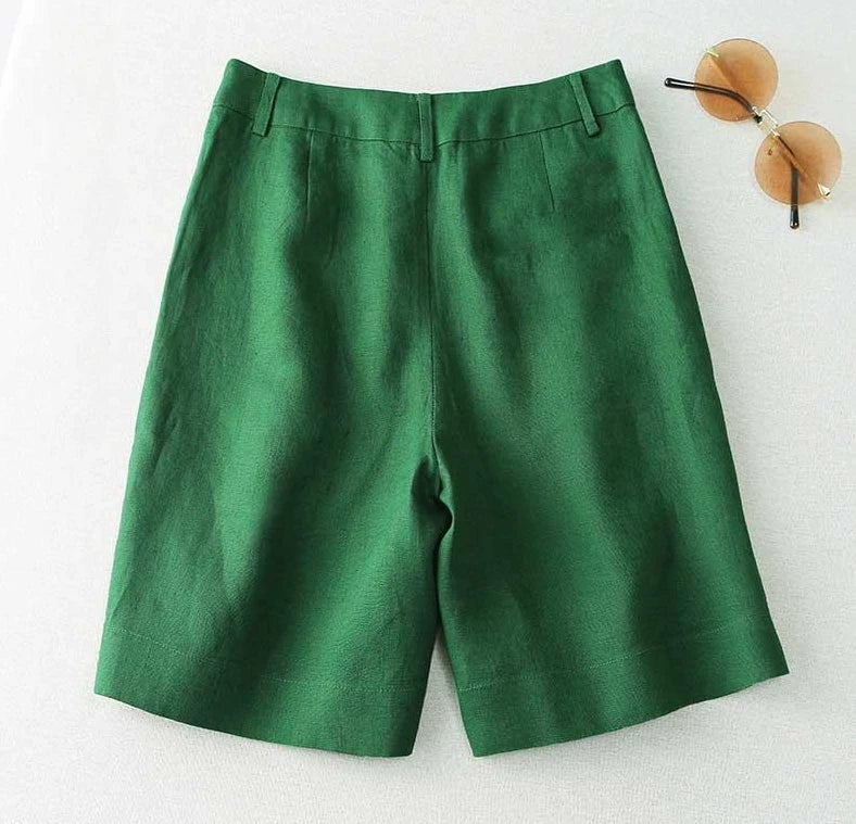 Women's Shorts Linen Half Knee Length Mid Wide Female Short Pants Bermuda Offer Aesthetic Hot Streetwear Korean Style For Summer