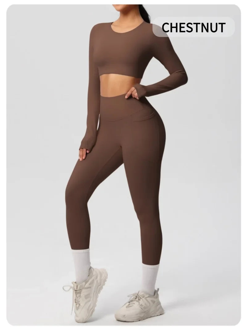Yoga Gym Set Women Sports Impact Longline Strappy Top Fitness Overalls Sets Womens 2 Piece Sportswear Woman Gym Leggings Solid