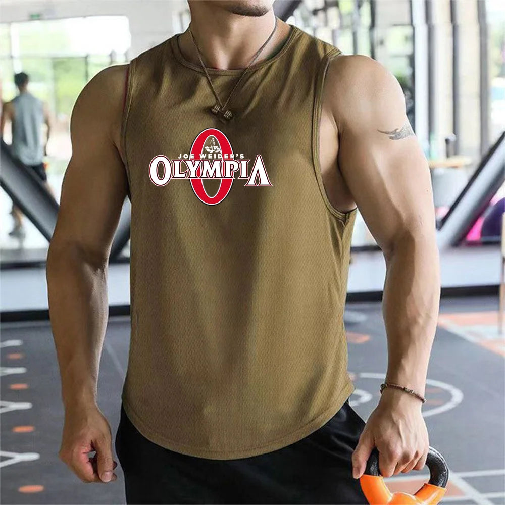 2026  Bodybuilding Sports Tank Tops Men Gyms Fitness Workout Sleeveless Shirt Male Summer Loose Undershirt Running men Vest