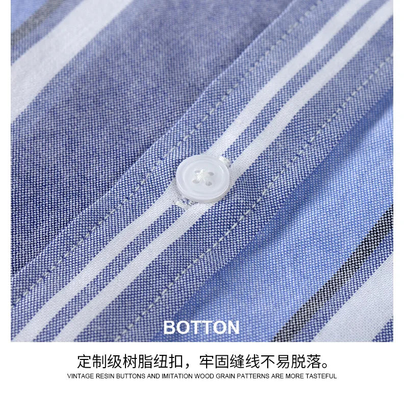 Striped Plaid Cotton Slim Shirt